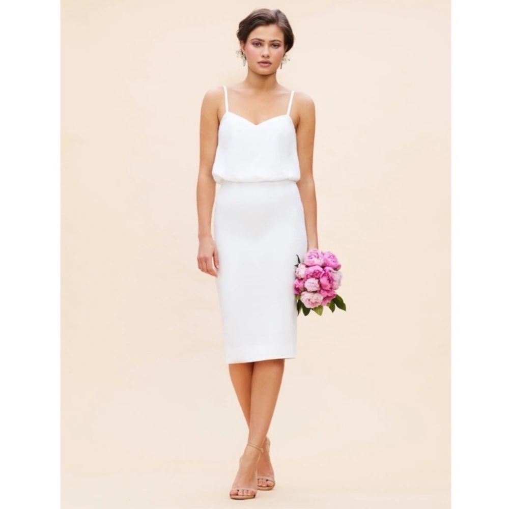 The Population White Midi Dress